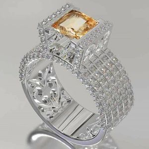 Elegant 925 Silver Round Cut Citrine Ring New